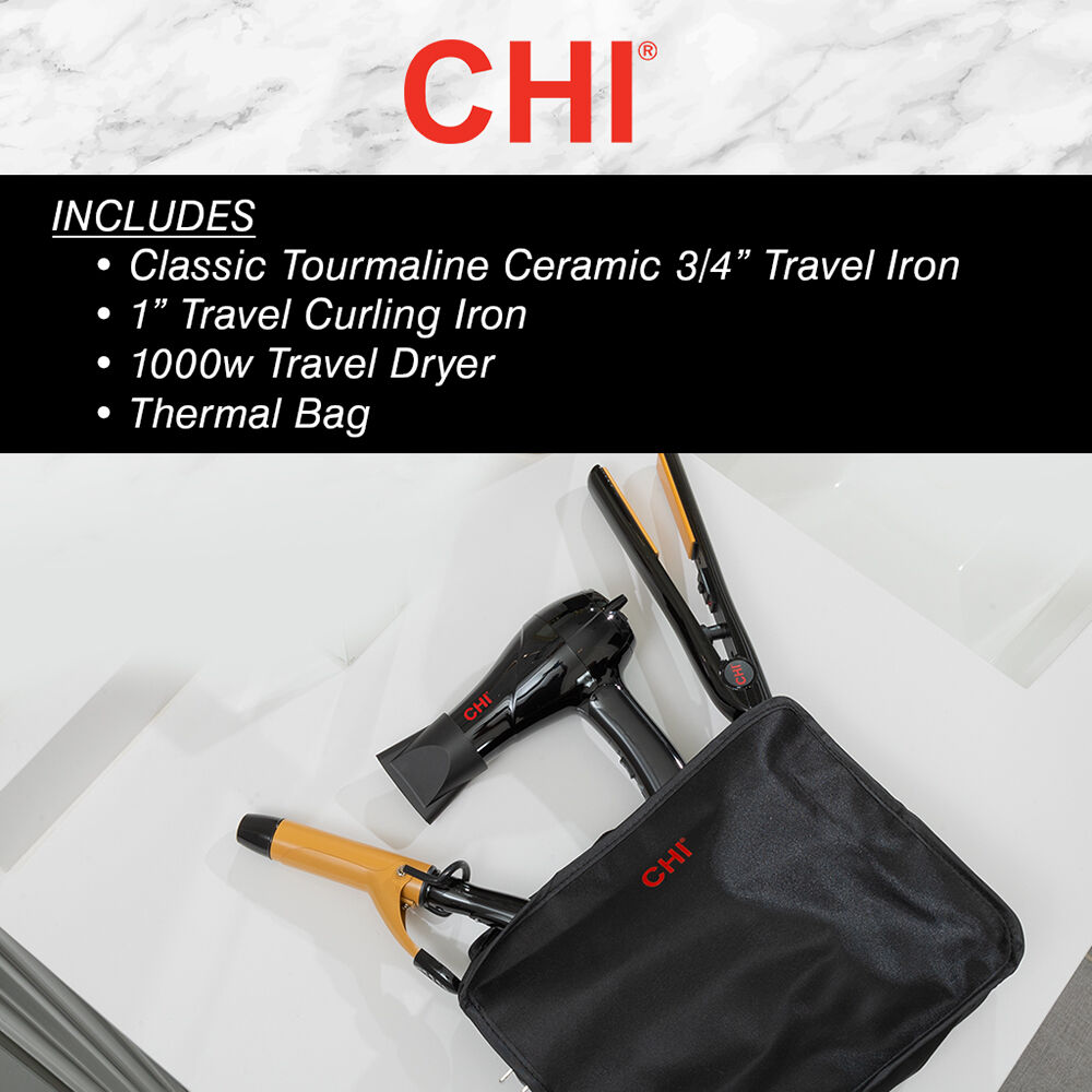 CHI Tourmaline 3-Piece Travel Set - Onyx Black